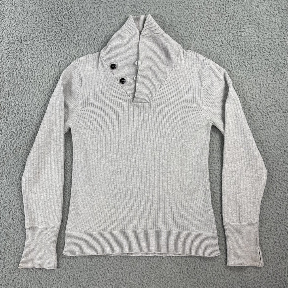 Relwen Mens Small Thermal Rib Shawl Sweater Gray Pullover Cotton Angora